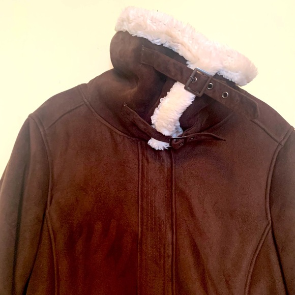 Chocolate brown imitation suede and collar faux fur Addition Elle size 2X - Picture 3 of 9
